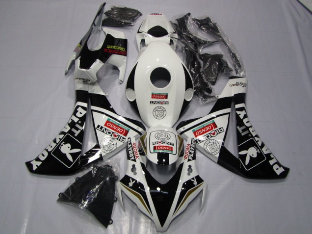 08-11 Schwarz weißer Denso Playboy CBR1000RR Motorrad Verkleidung