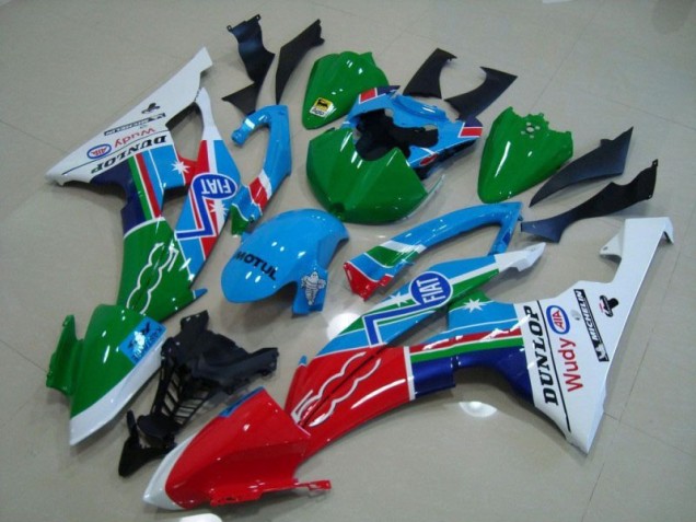 08-16 Blau Weiß Fiat Grün Rot Wudy Motul Dunlop YZF R6 Motorrad Verkleidung