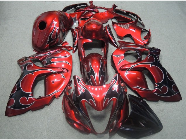 08-19 Rote Schwarz Flamme GSXR 1300 Hayabusa Motorrad Verkleidung
