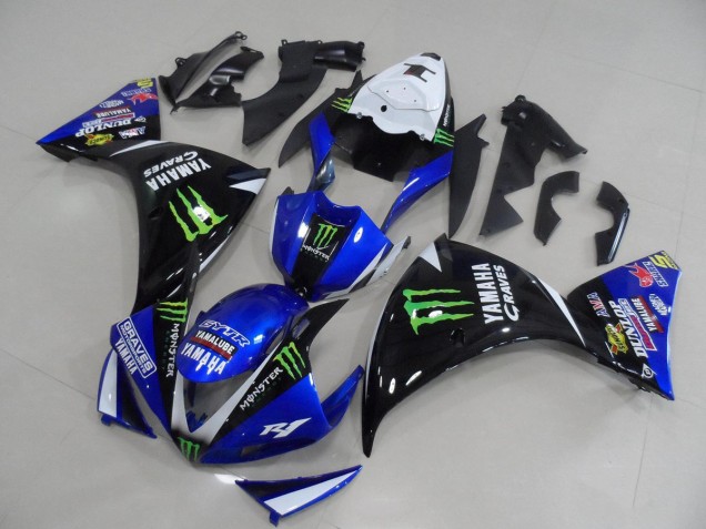 09-11 BlauSchwarz Monster YZF R1 Motorrad Verkleidung 09-11 BlauSchwarz Monster YZF R1 Motorrad Verkleidung