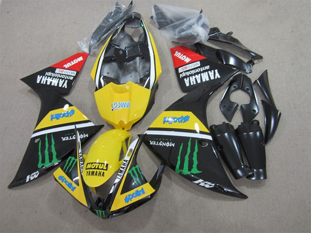09-11 Schwarz Gelb Motul Monster YZF R1 Motorrad Verkleidung