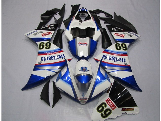 09-11 Weiß Blau Sterilgarda SCALZ 69 YZF R1 Motorrad Verkleidung 09-11 Weiß Blau Sterilgarda SCALZ 69 YZF R1 Motorrad Verkleidung