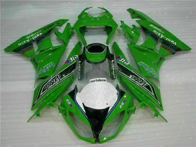 09-12 Grün Schwarzer LeoVince ZX6R Motorrad Verkleidung