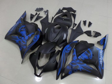 09-12 Matt Schwarzer blauer Totenkopf CBR600RR Motorrad Verkleidung