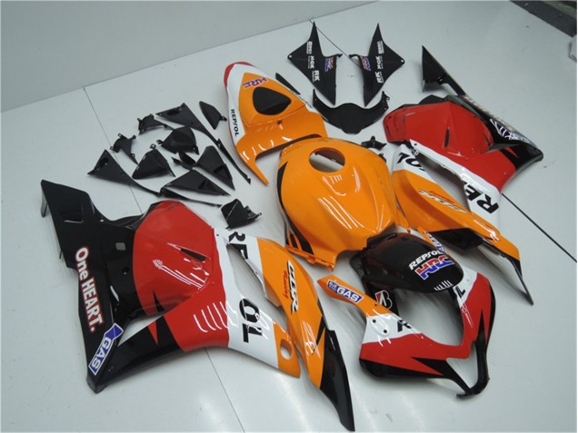 09-12 Orange Rot Schwarz Repsol CBR600RR Motorrad Verkleidung