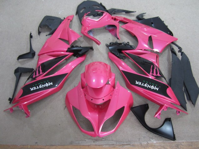 09-12 Rosa Schwarz Monster ZX6R Motorrad Verkleidung 09-12 Rosa Schwarz Monster ZX6R Motorrad Verkleidung