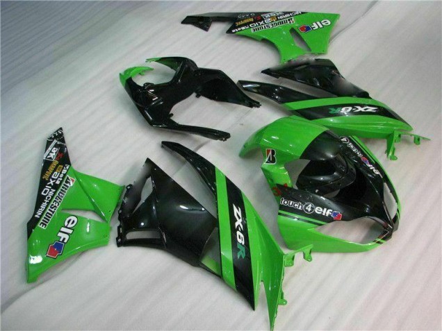 09-12 Schwarz Grün ZX6R Motorrad Verkleidung Komplett Sets