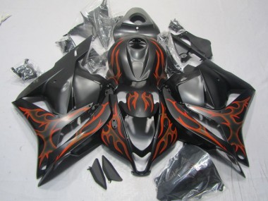 09-12 Schwarz Orange Flamme CBR600RR Motorrad Verkleidung