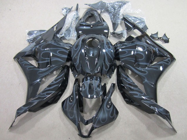 09-12 Schwarz Silber Flamme CBR600RR Motorrad Verkleidung