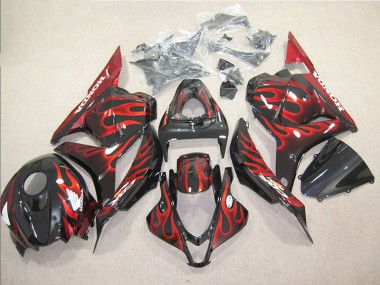 09-12 Schwarz rote Flamme CBR600RR Motorrad Vollverkleidung