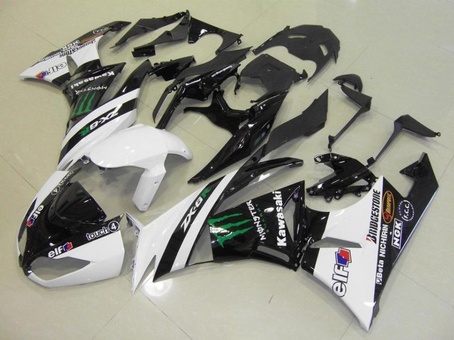 09-12 Weiß Monster ZX6R Motorrad Verkleidung