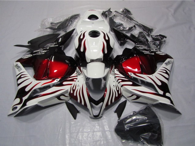 09-12 Weiß Schwarz Rot Flamme CBR600RR Motorrad Verkleidung 09-12 Weiß Schwarz Rot Flamme CBR600RR Motorrad Verkleidung