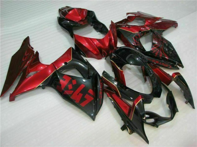 09-16 Rot Flamme Schwarz GSXR 1000 Motorrad Verkleidung