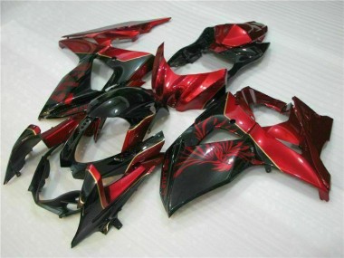 09-16 Rot Flamme Schwarz GSXR 1000 Motorrad Verkleidung