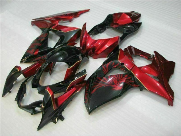 09-16 Rot Flamme Schwarz GSXR 1000 Motorrad Verkleidung