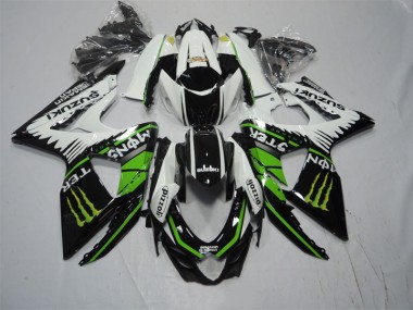 09-16 Schwarz weiß grünes Monster Pizzoli GSXR 1000 Motorrad Verkleidung