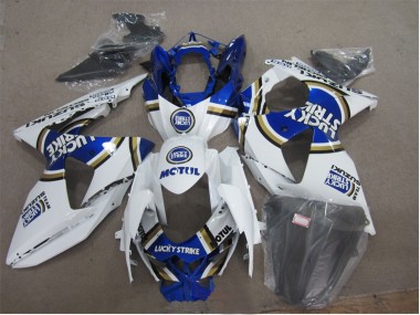 09-16 Weiß Lucky Strike Blau Motul GSXR 1000 Motorrad Verkleidung