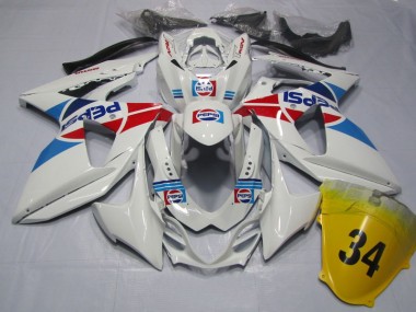 09-16 Weiß Pepsi 34 GSXR 1000 Motorrad Verkleidung