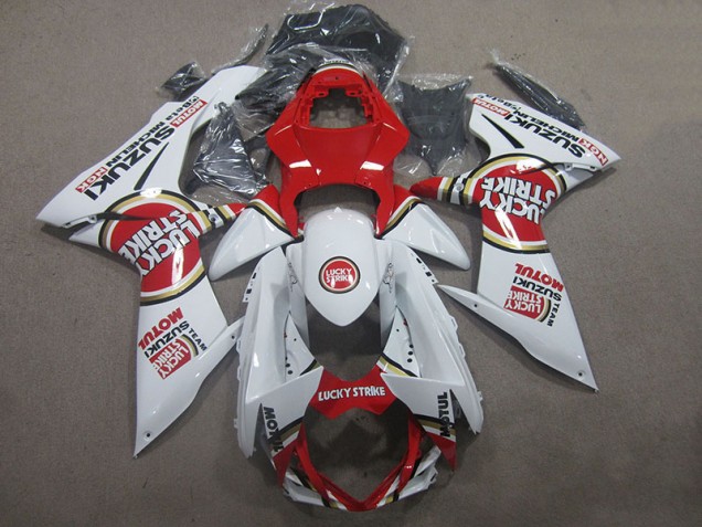 11-21 Weiß Lucky Strike Rot Motul GSXR 600 Motorrad Verkleidung 11-21 Weiß Lucky Strike Rot Motul GSXR 600 Motorrad Verkleidung