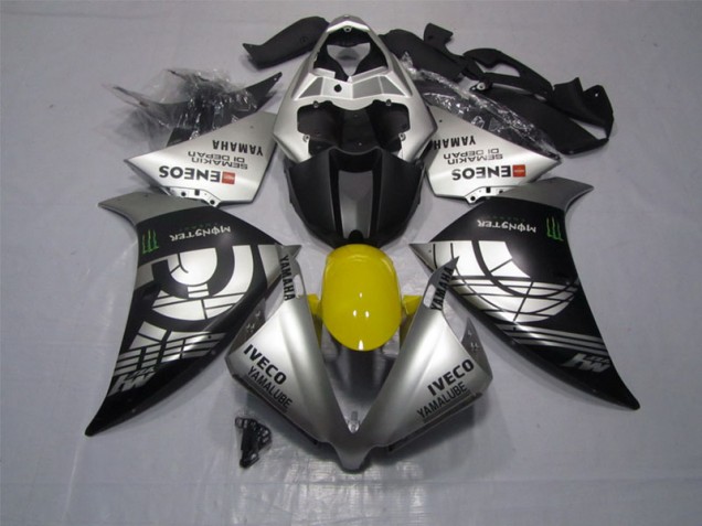 12-14 Schwarz Silber Iveco Yamalube Monster YZF R1 Motorrad Verkleidung 12-14 Schwarz Silber Iveco Yamalube Monster YZF R1 Motorrad Verkleidung