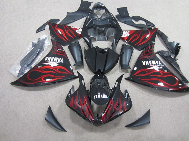 12-14 Schwarz rote Flamme YZF R1 Motorrad Verkleidung 12-14 Schwarz rote Flamme YZF R1 Motorrad Verkleidung