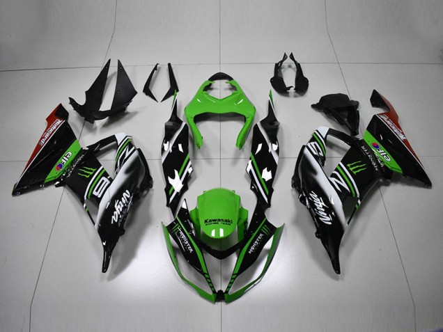 13-18 Grün Schwarz Weiß ZX6R Motorrad Verkleidung 13-18 Grün Schwarz Weiß ZX6R Motorrad Verkleidung