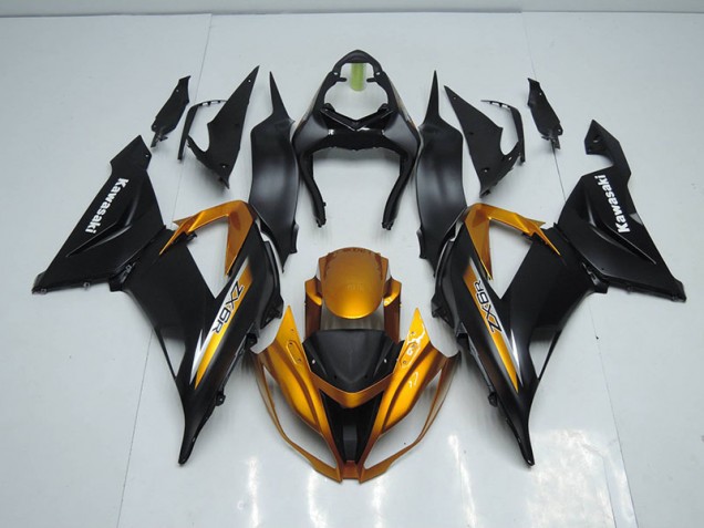 13-18 Schwarz Gold ZX6R Motorrad Verkleidungen 13-18 Schwarz Gold ZX6R Motorrad Verkleidungen