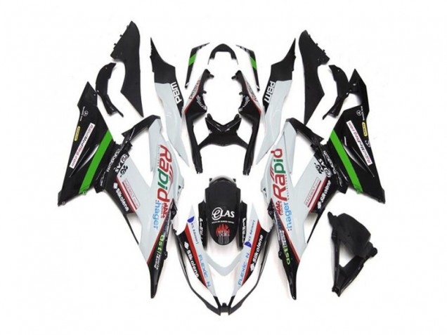 13-18 Weiß Schwarz ZX6R Motorrad Verkleidung 13-18 Weiß Schwarz ZX6R Motorrad Verkleidung
