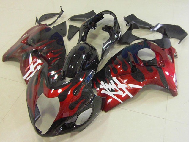 96-07 Schwarz rote Flamme GSXR 1300 Hayabusa Motorrad Verkleidung