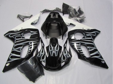 98-02 Schwarze weiße Flamme YZF R6 Motorrad Verkleidung